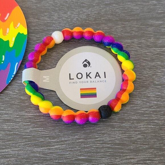 Lokai Bracelet Rainbow Swirl NWT Size Medium Fashion Silicone Slip On - Picture 2 of 6
